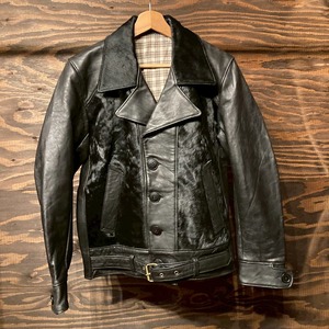 Vintage Leather Grizzly Jacket 再構築 熊ジャン ヴィンテージ ハラコ グリズリージャケット レザー ムートン ブラック 40s 50s ライダース ボタンタイプ