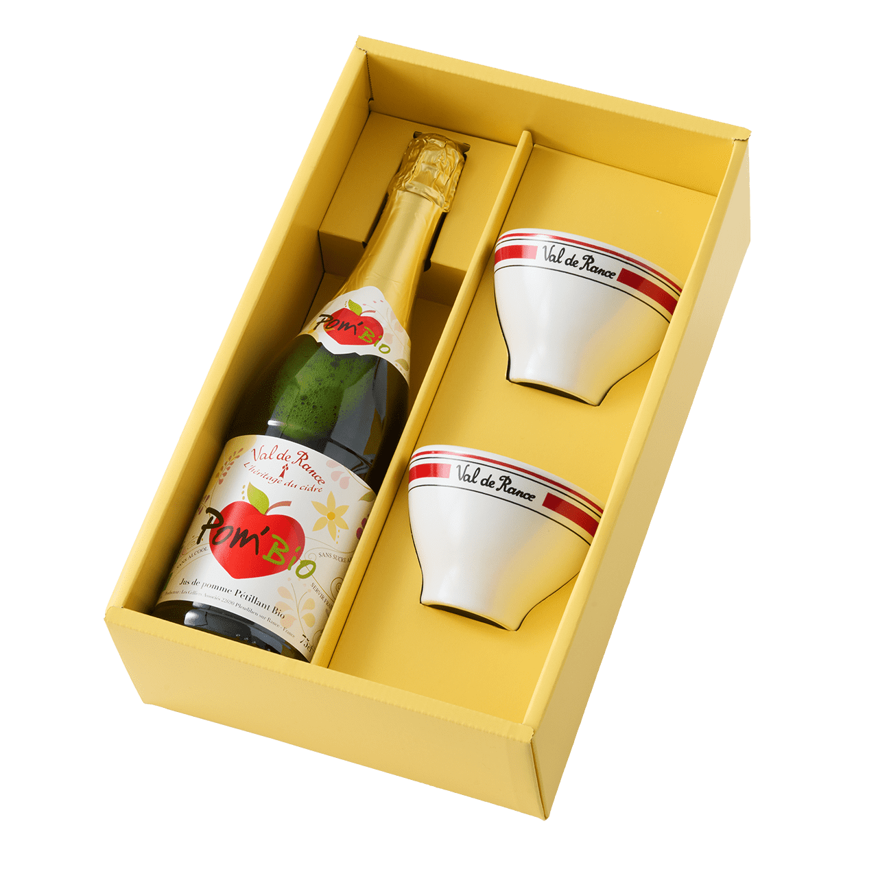 3/13まで【送料無料 対象商品】ノンアルコールシードル ”ポム ビオ” 1本+シードルボウルセット(専用ギフトボックス入)