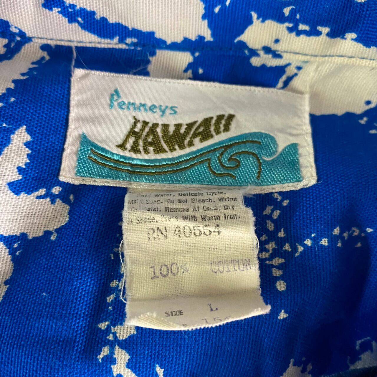 70年代 Penneys Hawaii 花柄 総柄 開襟 ハワイアンアロハシャツ メンズ