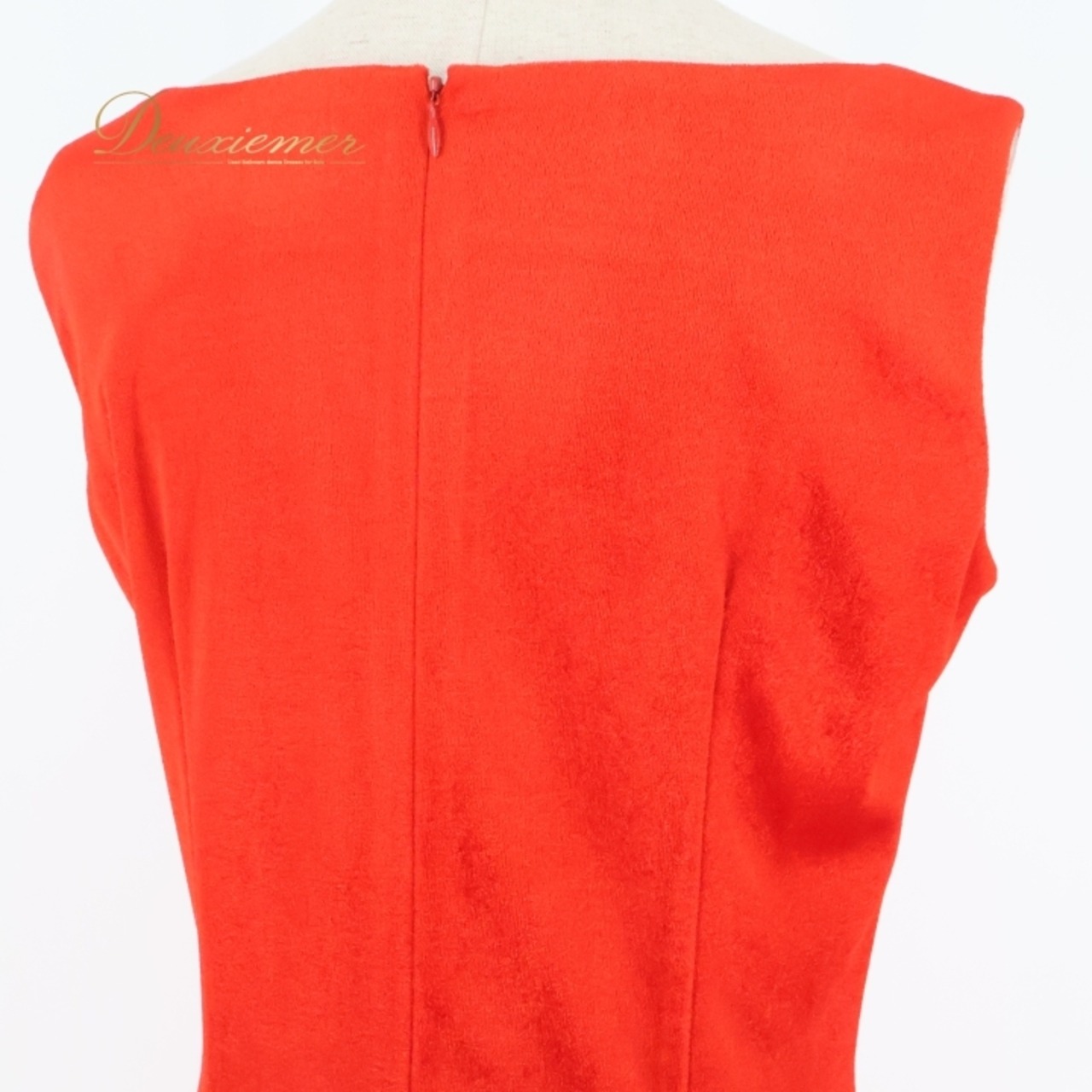 フラダンス 衣装 ワンピース ドレス PINTUCK レッド系 ベロア ノースリーブ 異素材 フリル プルメリア柄 ラウアエ柄 かわいい 華やか 鮮やか 明るい 赤 黄 白 ハワイアン アロハ ハワイアンプリント フラ ダンス レッスン 練習 イベント