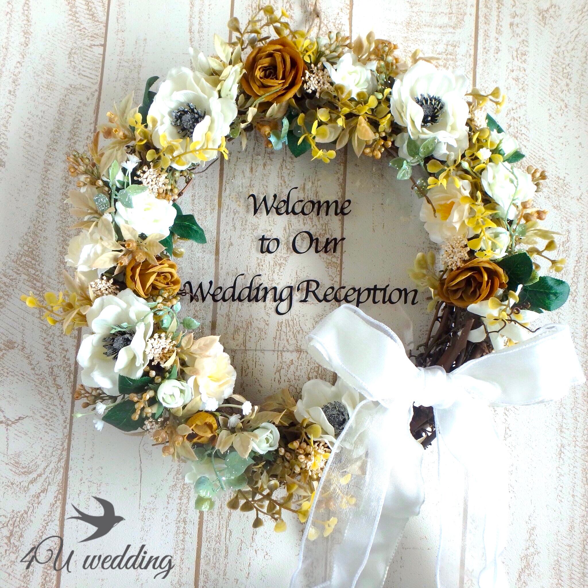 4U wedding】直径35cmの大きいサイズ！ウェディングウェルカムリース