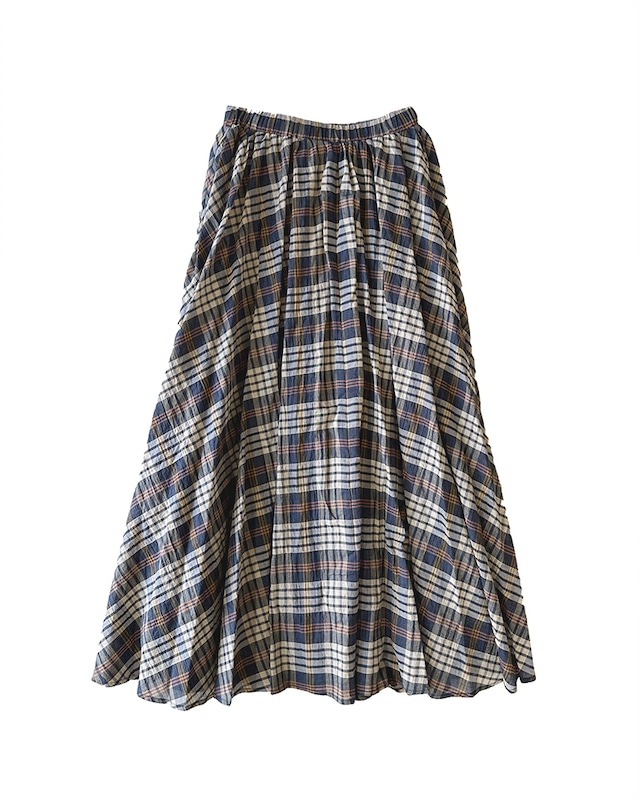 Checked Long skirt Navy / RESPHIGI