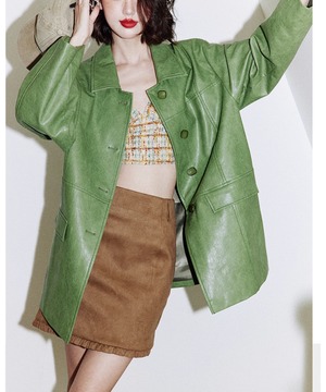 green◆ウォッシュレザージャケット【a-50063】