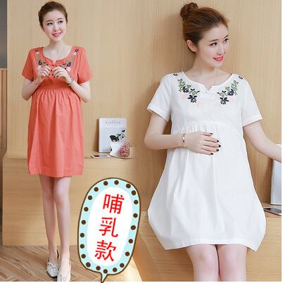 【新作】【送料無料】 マタニティウェア2019夏バージョンの妊婦授乳ドレス新しい刺繍ミドル丈ルーズ授乳ドレス妊婦-アリババ サマー 夏物 expec274765276409