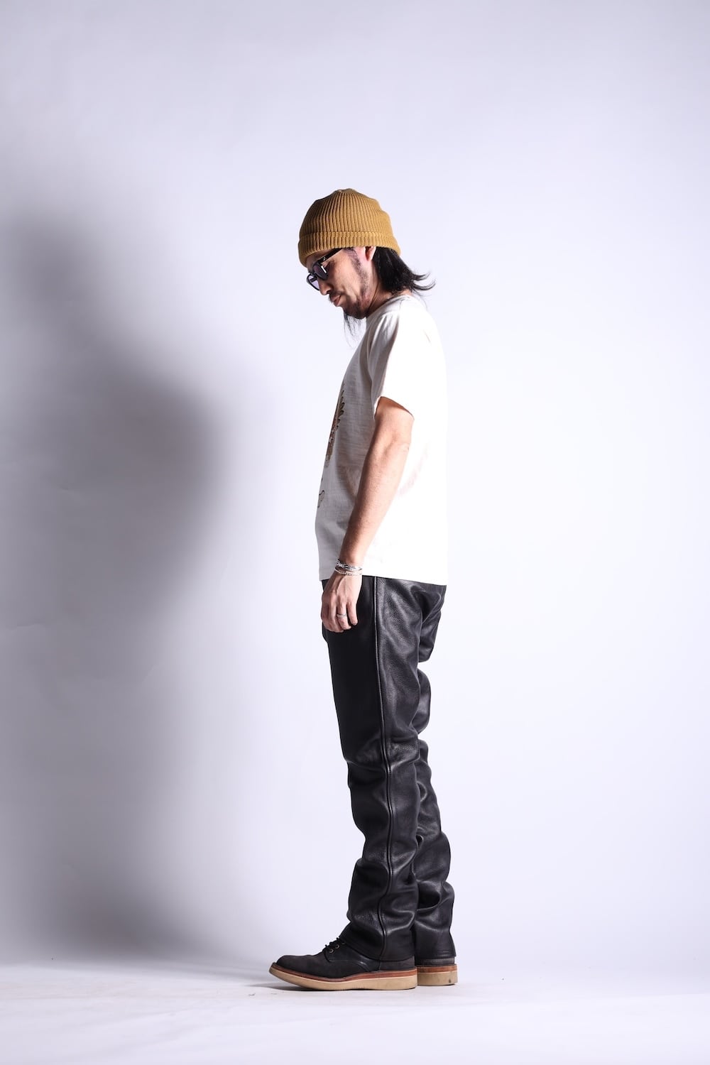 レザーパンツ 本革 COW HIDE 3連チェーンZIP CYCLE NUT GARMENT