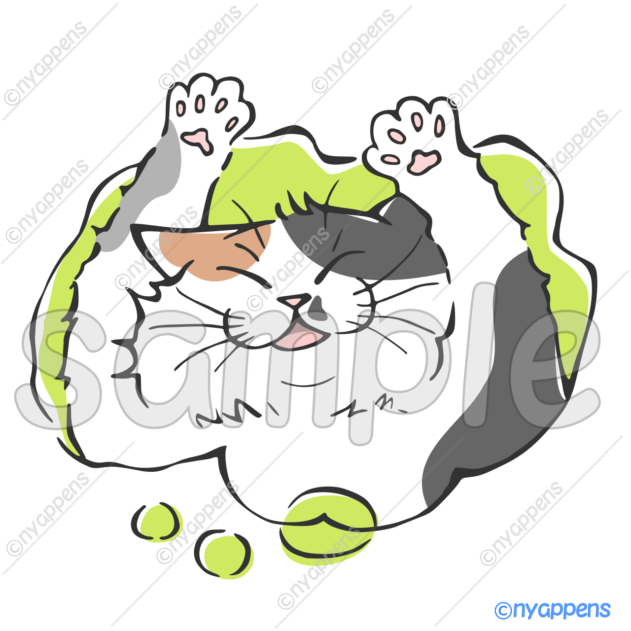 【商用利用OK】手書き猫イラスト<S1>バンザイ!