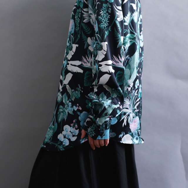 cold color flower pattern l/s mode shirt