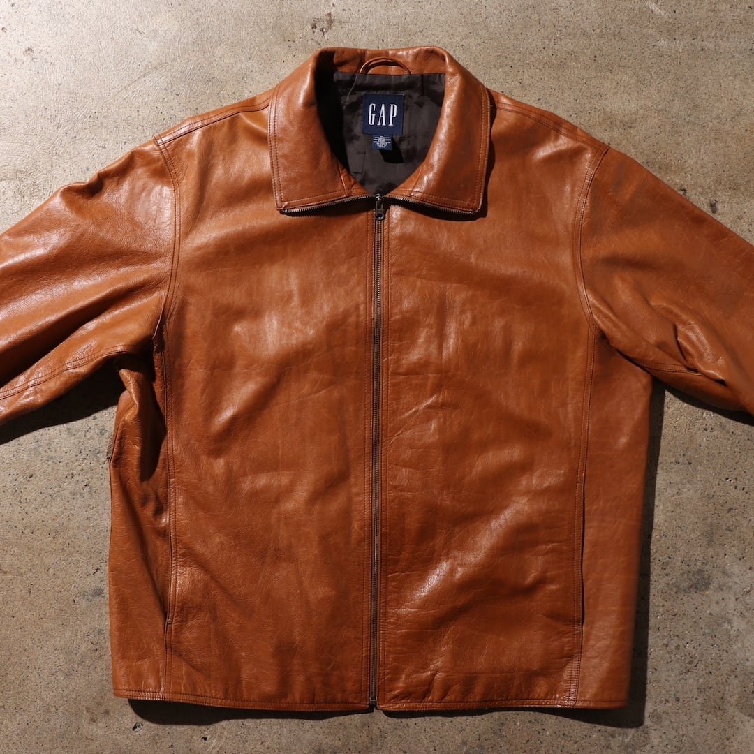 美品 OLD GAP XL タンカラー オールドギャップ レザージャケット 茶色  