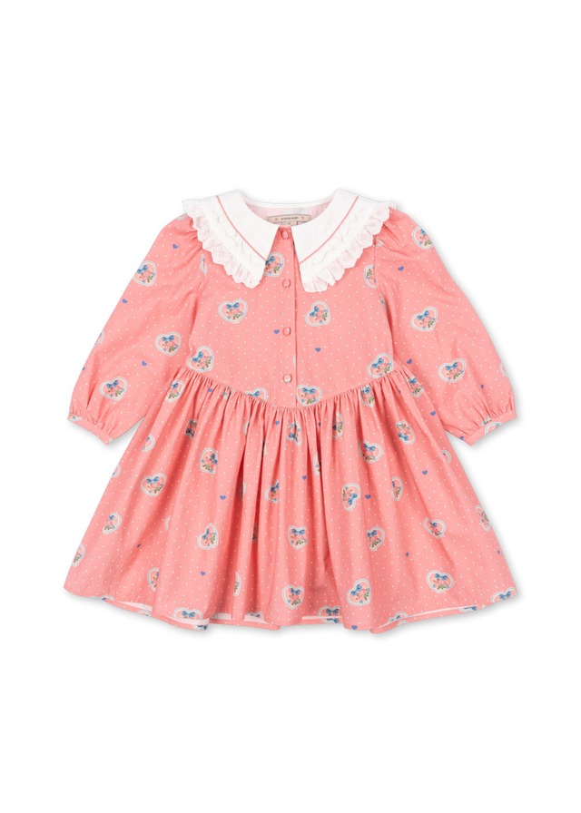 COEUR COLLAR DRESS GOTS　CHER COEUR ROSE【Konges Sloejd  コンゲススロイド】ワンピース　　長袖　花柄