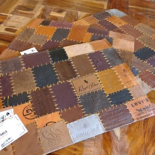 TOPANGA Homefurnishing　デニムレザーパッチランチョンマット　ブラウンカラー　30×40cm　ランチョンマット　ティーマット　本革　牛革