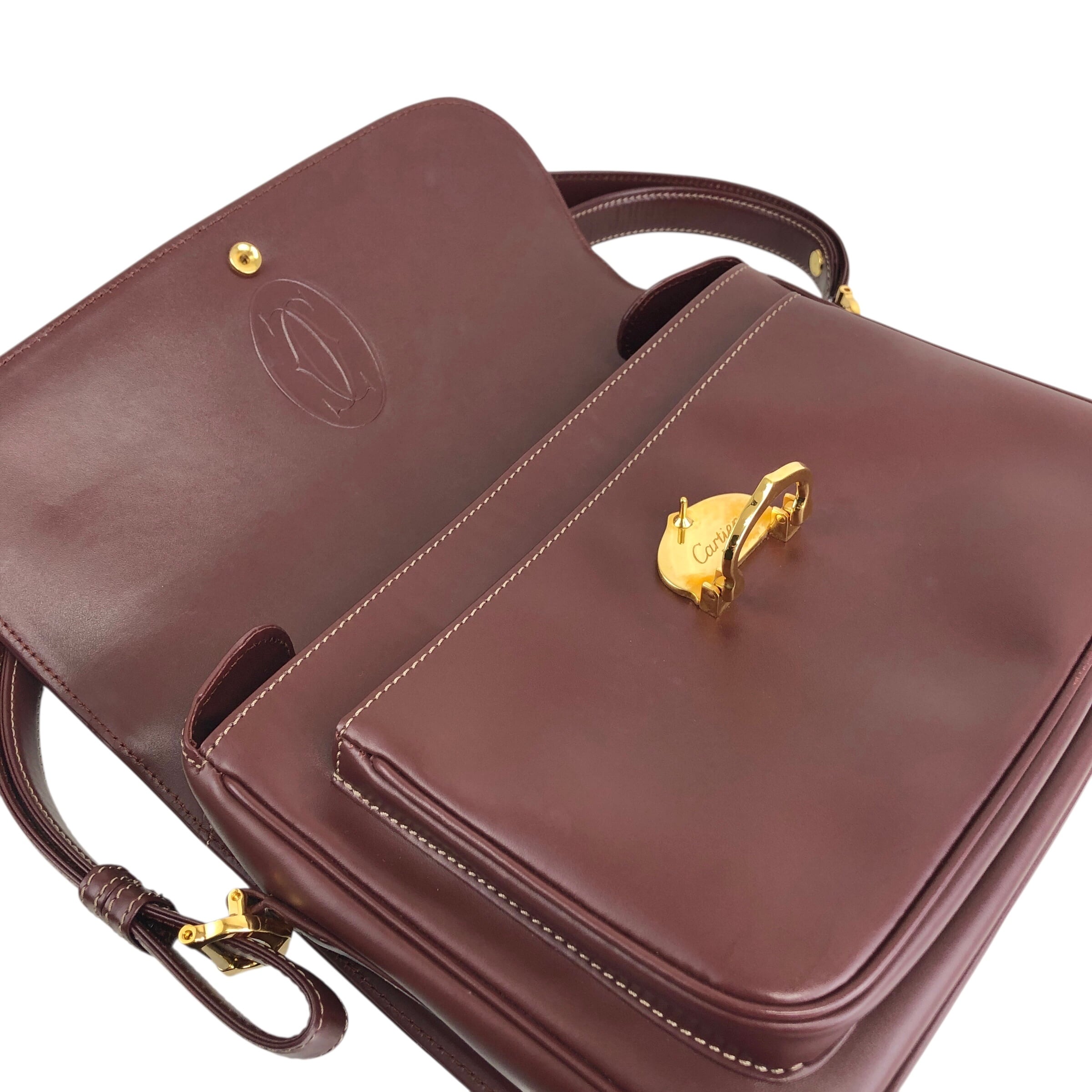 Cartier カルティエ マストライン ショルダーバッグ ボルドー レザー
