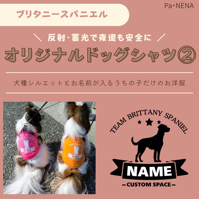 反射,蓄光素材あり！　オリジナルドッグTシャツ(ブリタニースパニエル)