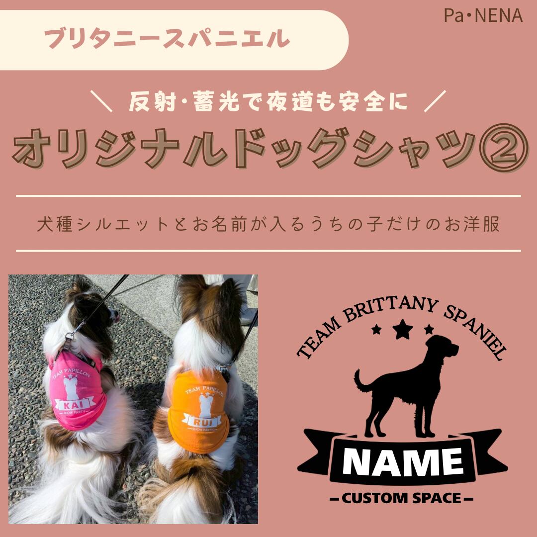 反射,蓄光素材あり! オリジナルドッグTシャツ(ブリタニースパニエル)