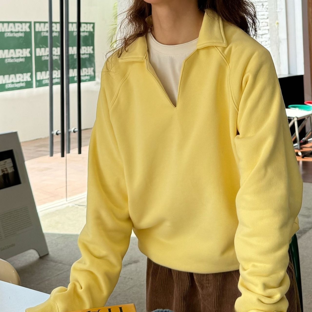 ハーフオープンポロカラースウェット　1058