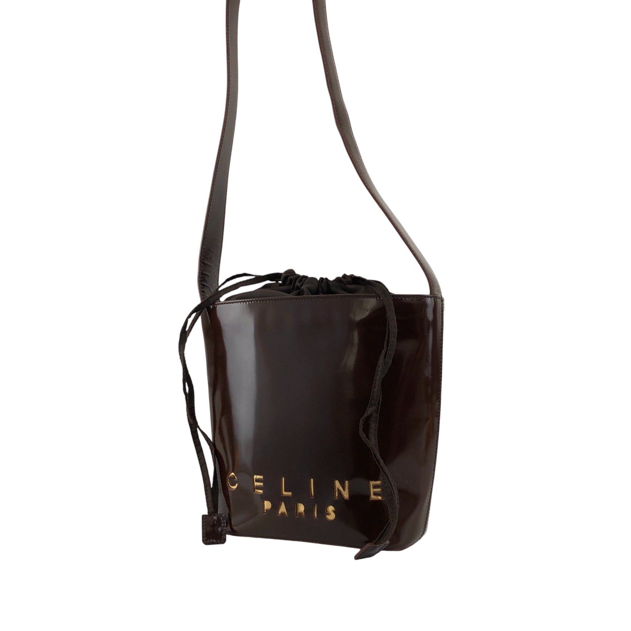 CELINE セリーヌ ショルダーバッグ ブラウン ロゴ カットアウト