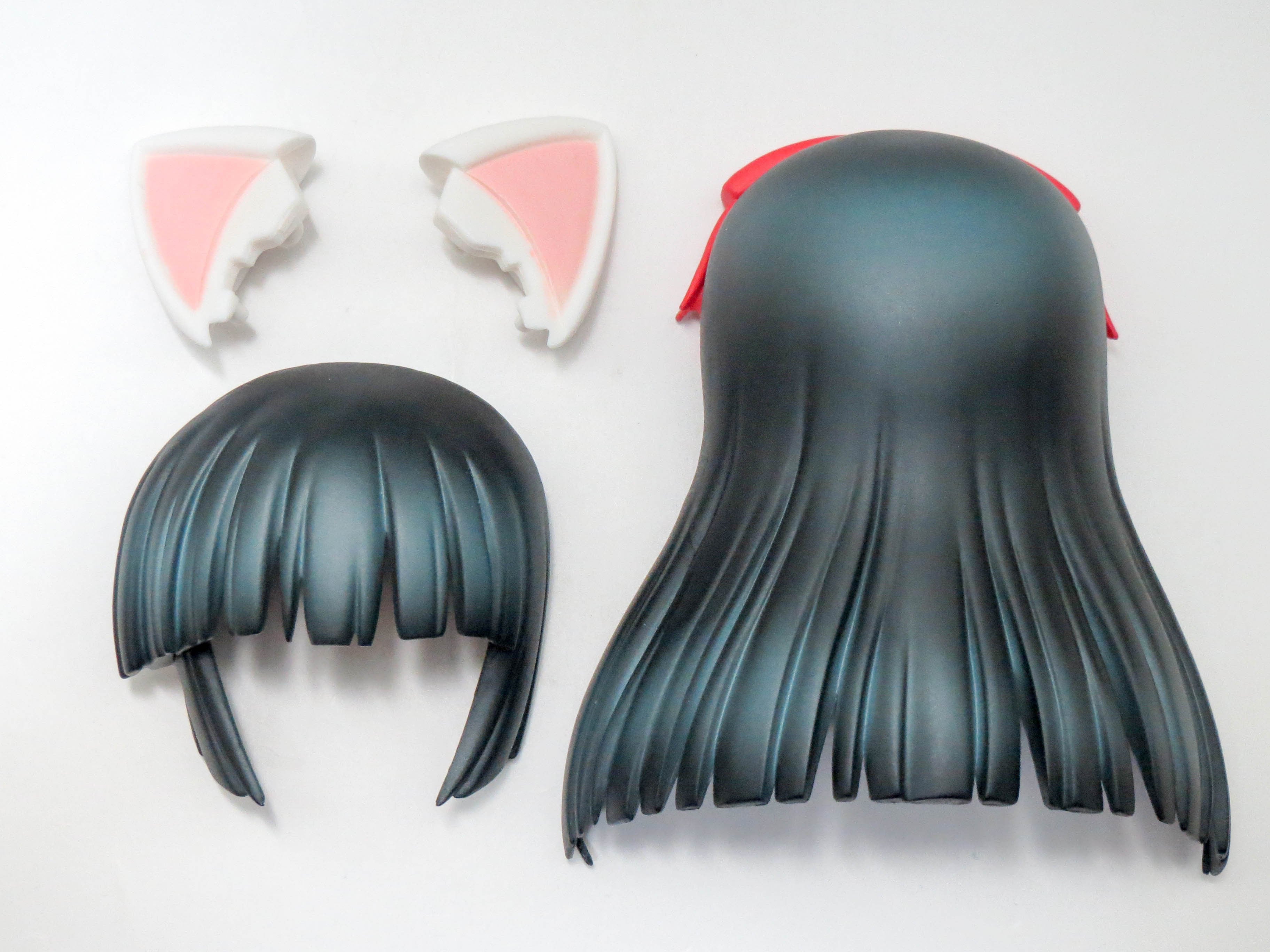 再入荷【085】 鏡黒 髪パーツ ロング、ネコミミ ねんどろいど