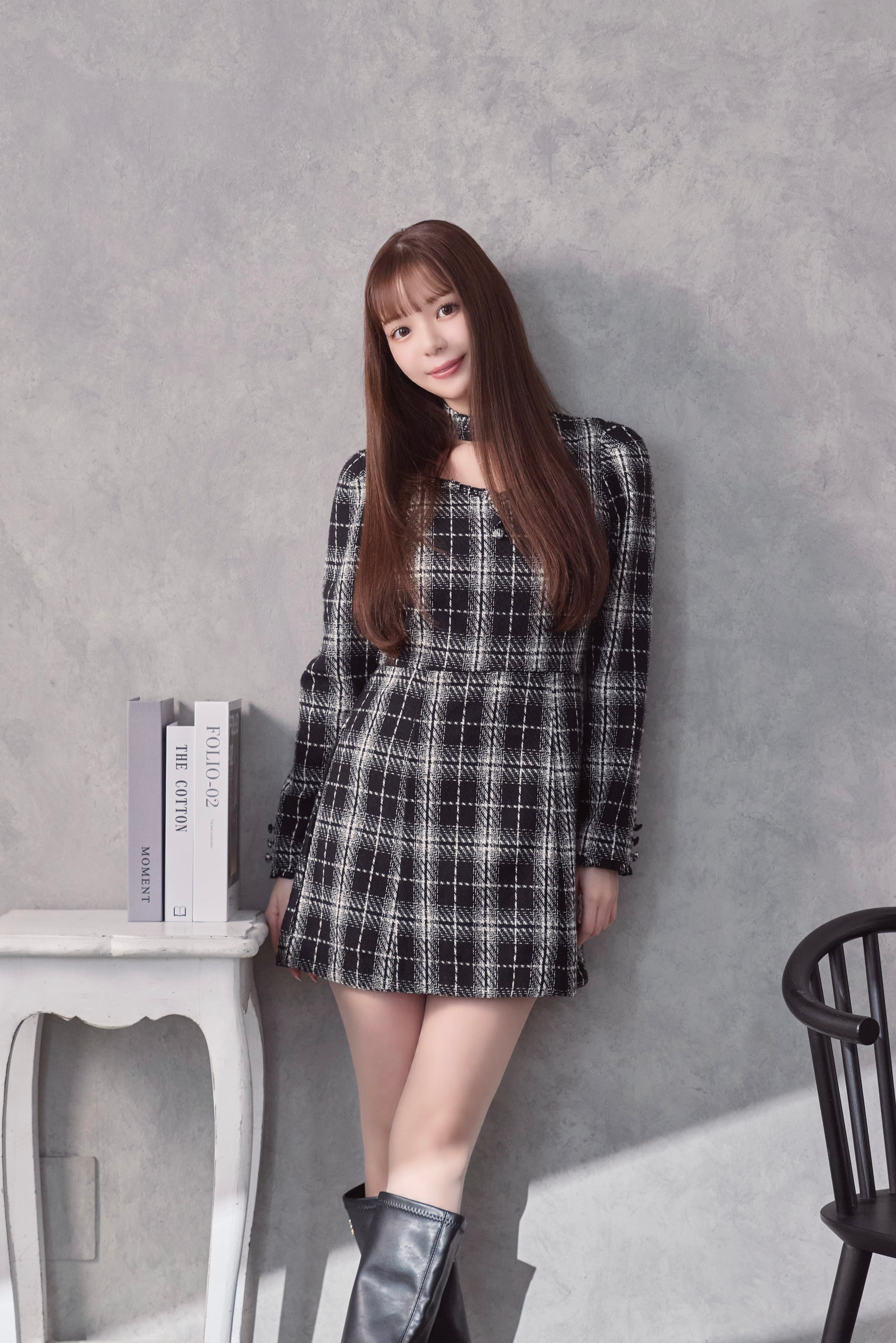 heart neck choker onepiece(check)