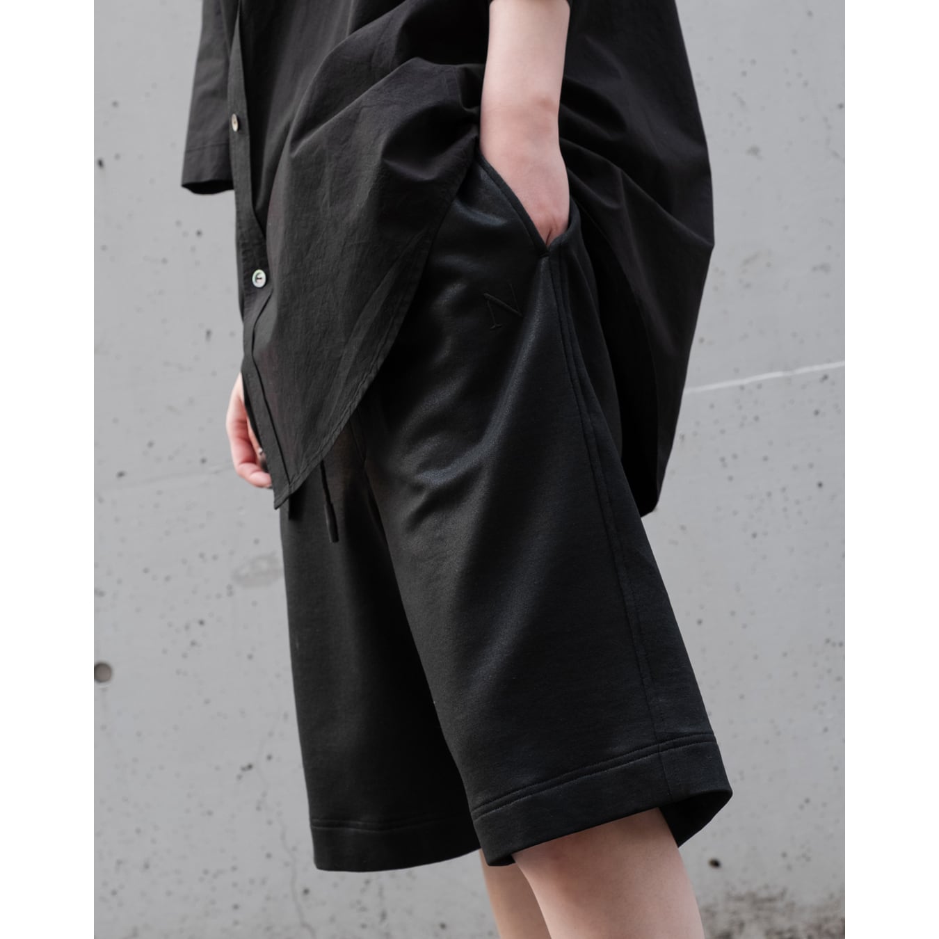 ノーマット Nomàt] (ノマット) 25SS N-P-16 Elastic Short Pants（Black Paint