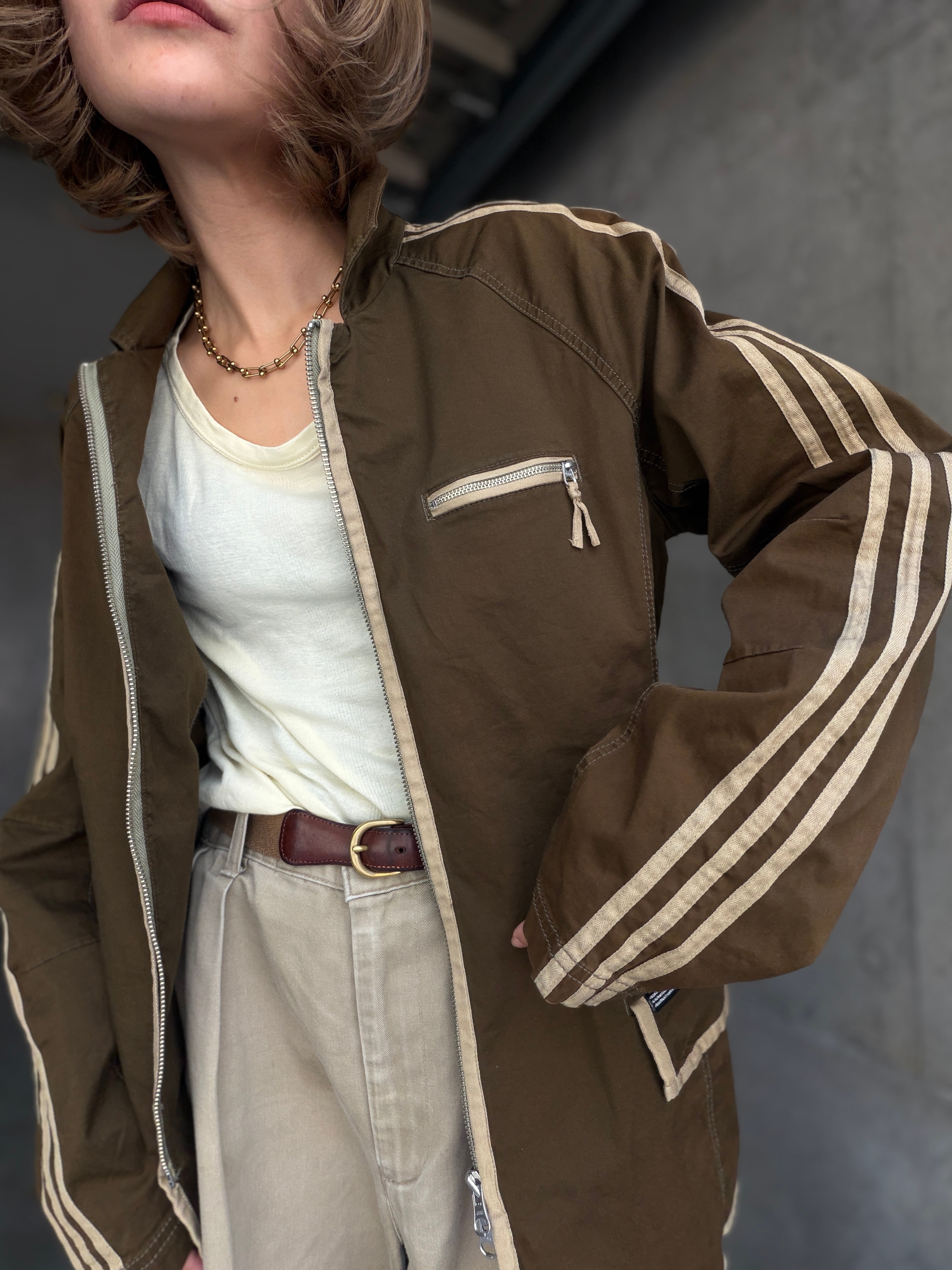 (OT1603)00’s adidas double zip piping jacket