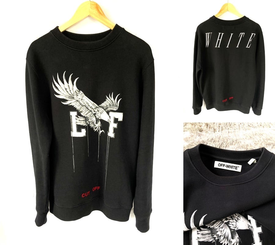 OFF WHITE VIRGIL ABLOH】メンズL ブラックプリント長袖 正規