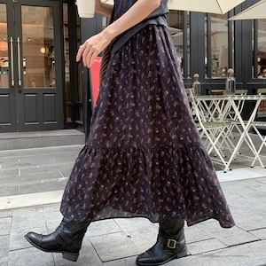 floral tiered a-line long skirt J00144