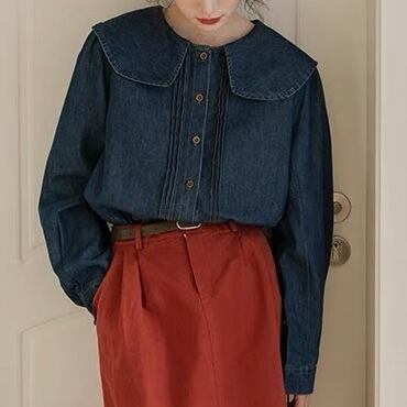 ピーターパンカラー デニムシャツ 00143