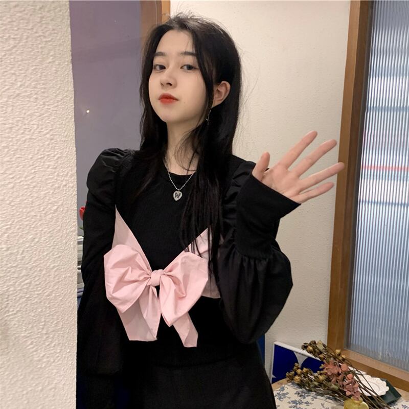 リボンシャツ スタイルブラウス スプリング ロング 大人ガーリー スウィート キュート カジュアル 春物 ステッチ 萌量不足16222987234