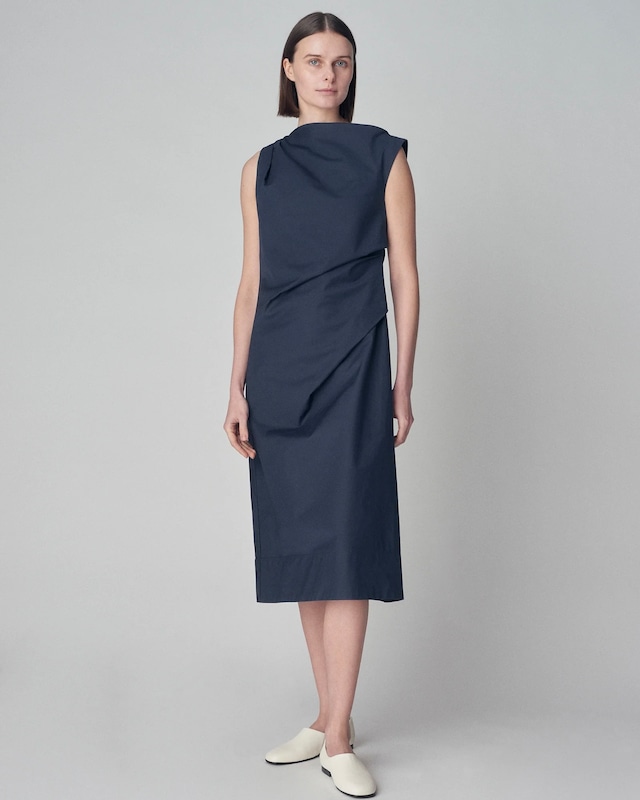 【co】Midi Sheath Dress in Cotton Silk Poplin