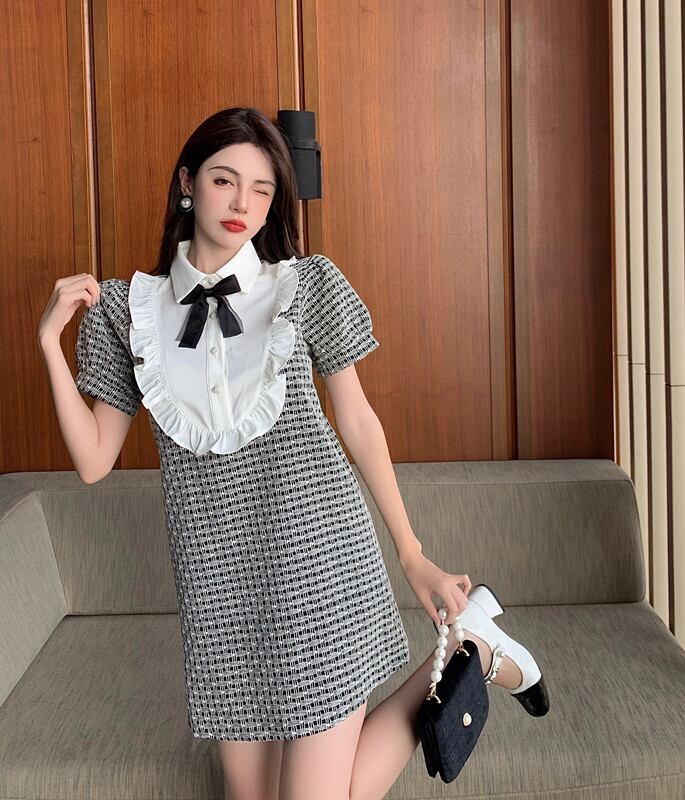 カラードレス サマーショートスカート スリム 夏物 ブラックストロベリース92655234151