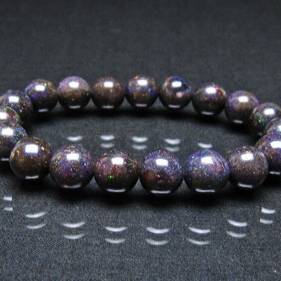 ブラックオパール ブレスレット 11mm 一点物 111-38007