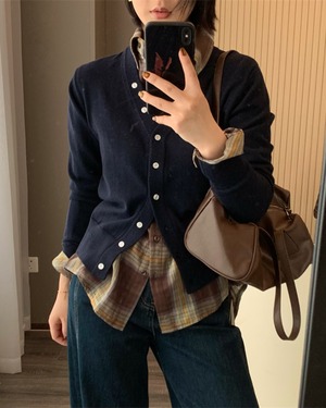 Vネックボタンカーディガン 4color A0691