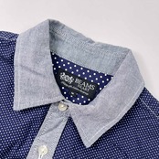 BEAMS HEART ビームスハート ドット柄 半袖 シャツ M/ネイビー系 メンズ