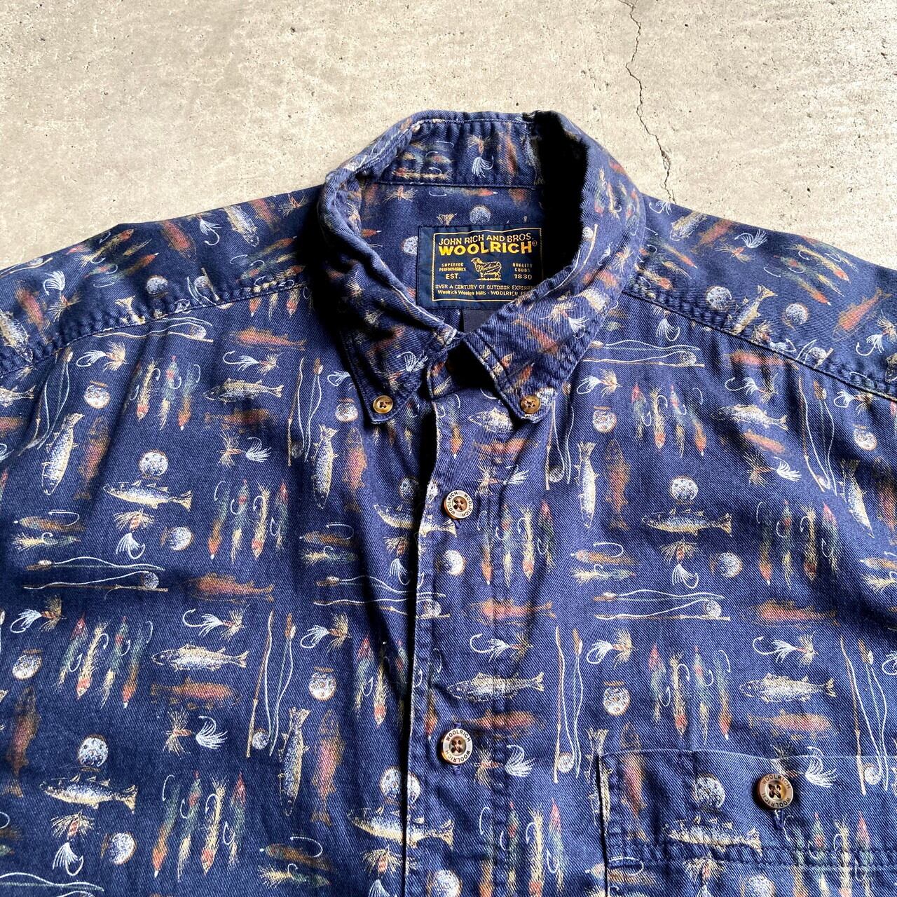 Wool Rich ウールリッチ 魚 ルアー フィッシング 総柄 長袖