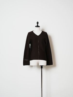 CHANEL シャネル ラメ刺繍 Vネックウールニットセーター