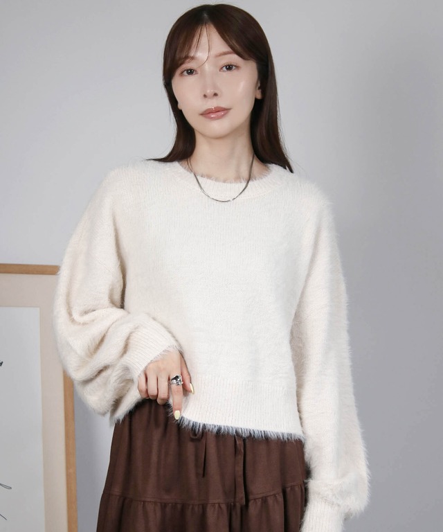 シャギーラウンドニットプルオーバー