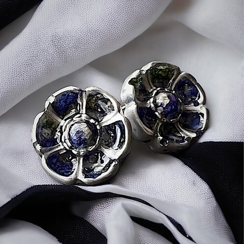 Flower Button Pierce -BLUE-