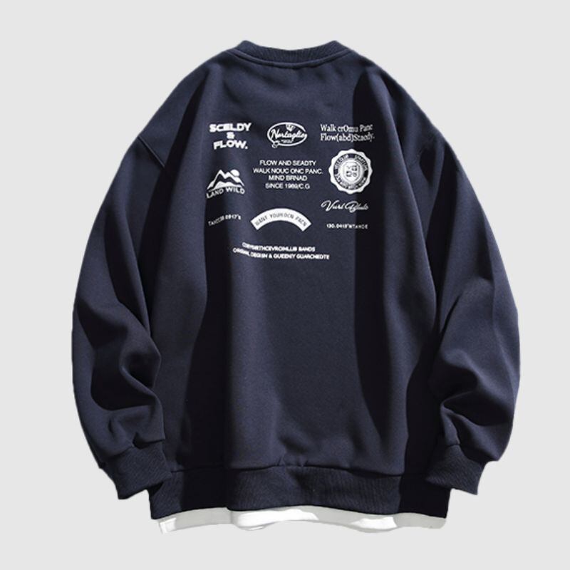 バックプリントクルーネックスエットシャツA18012