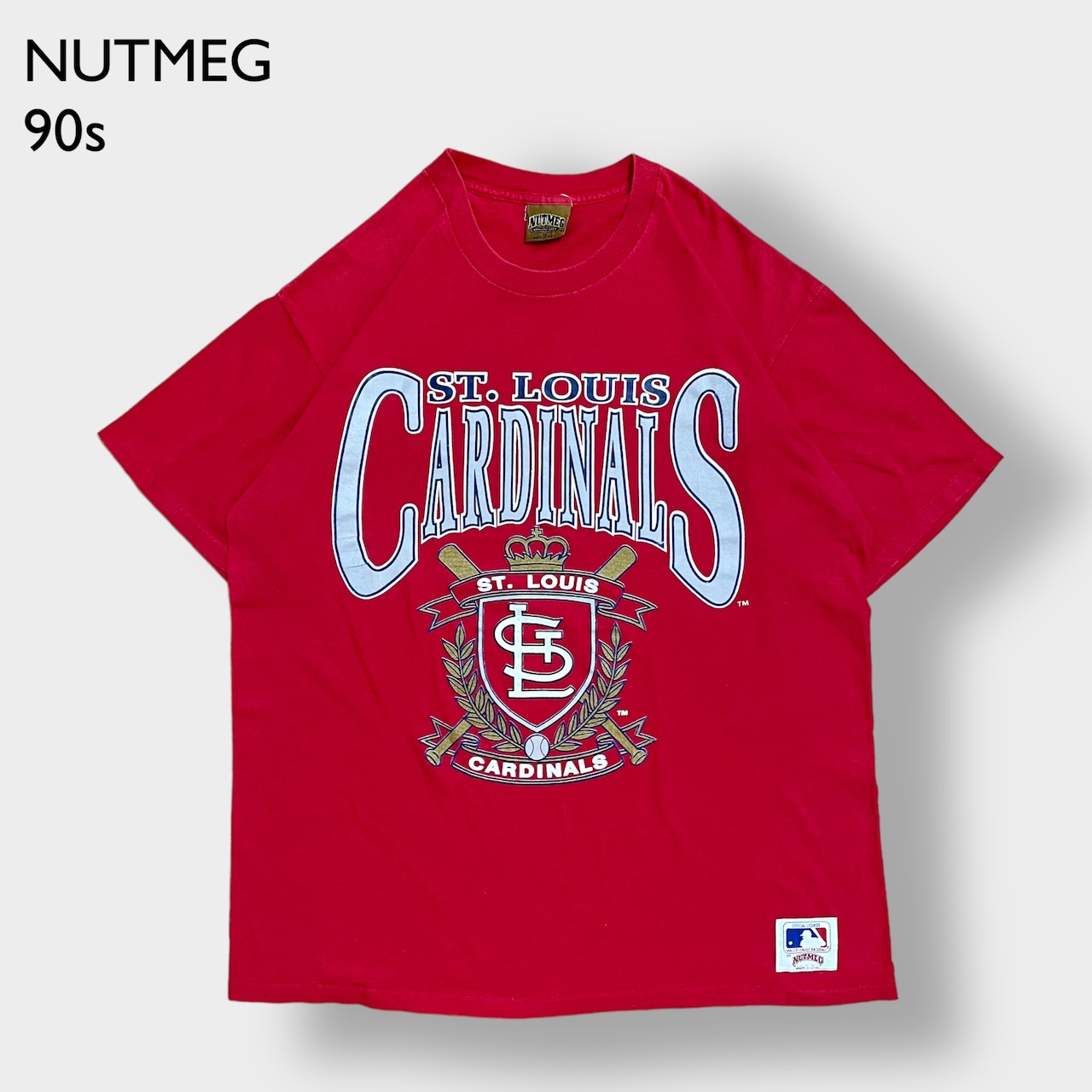 【NUTMEG】90s USA製 Tシャツ プリント MLB オフィシャル カージナルス St. Louis Cardinals XL ビッグサイズ ビッグプリント シングルステッチ ナツメグ US古着