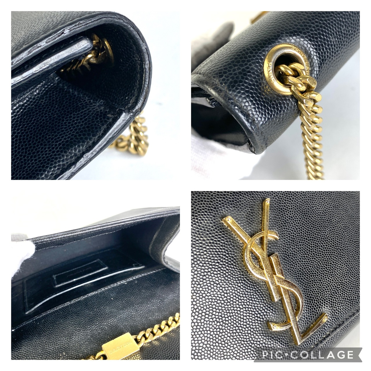 イブサンローラン レザー ショルダーバッグ ブラック A-7024