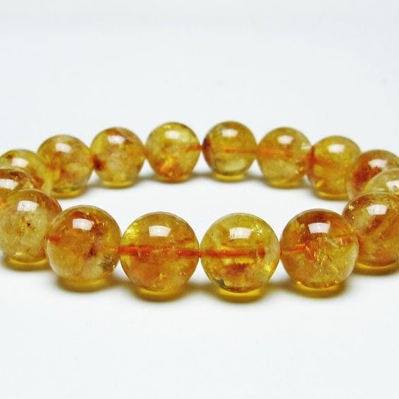 シトリンクォーツ ブレスレット 虹入り 13mm シトリン ブレス 一点物 メール便可 [M便 1/10] 111-46127