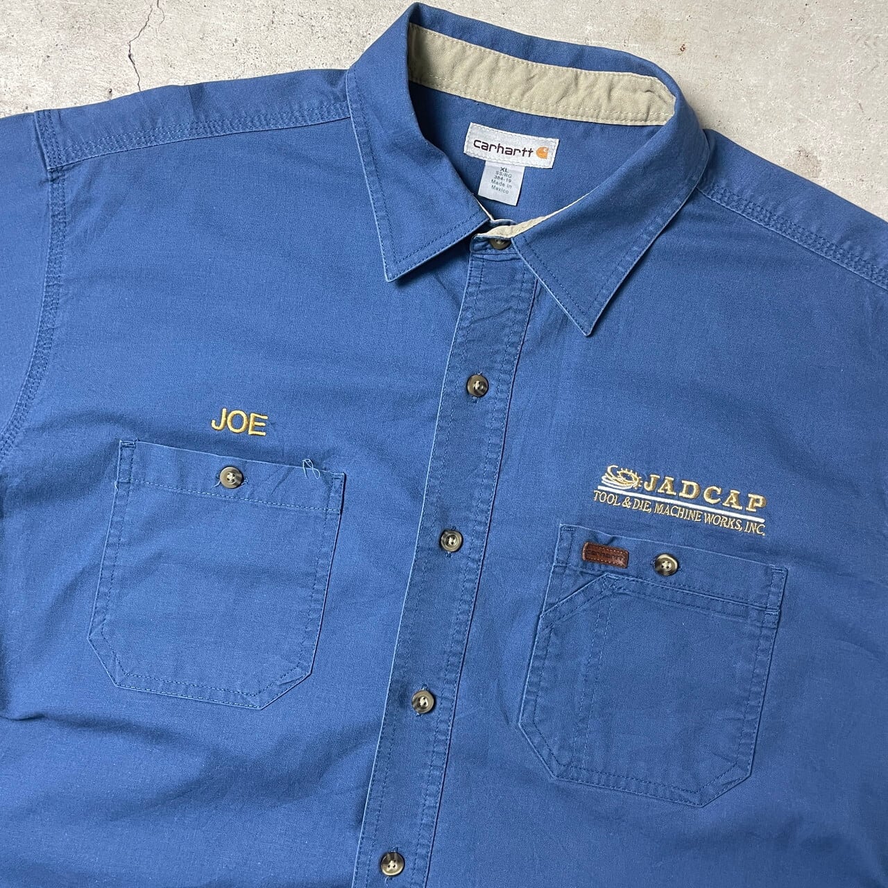 Carhartt カーハート 企業ロゴ刺繍 半袖ワークシャツ メンズXL 古着 