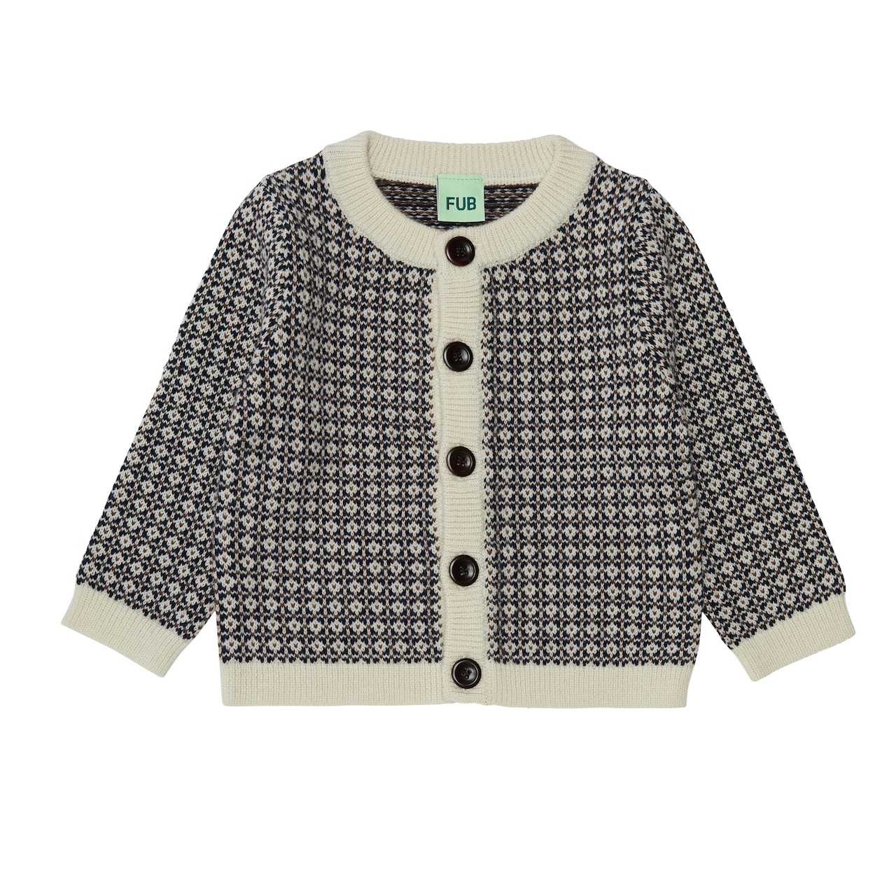 FUB / Baby Nordic Cardigan/ ECRU/DARK NAVY/AMBER