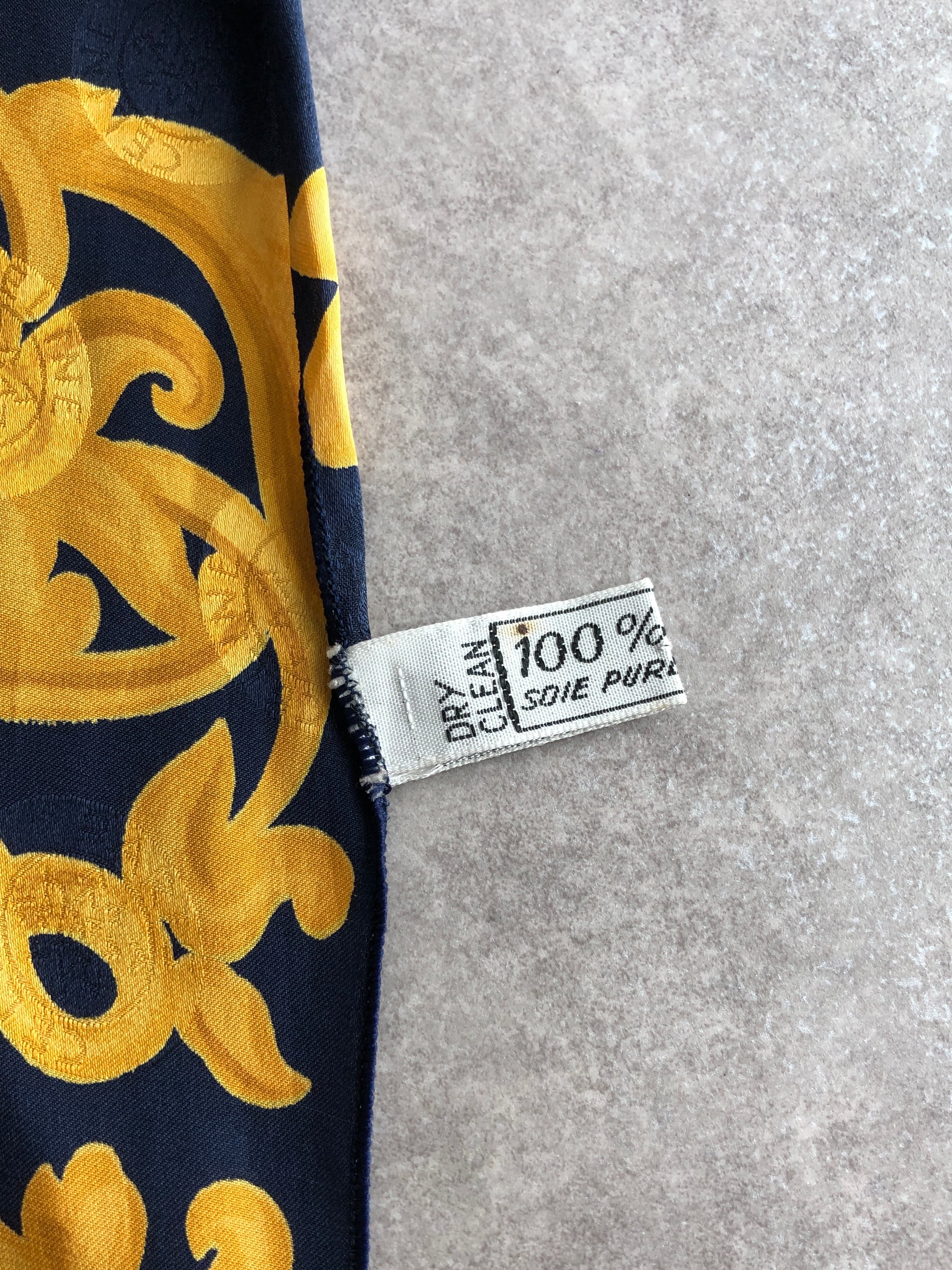 CELINE セリーヌ 総柄 スカーフ グリーン ブルー シルク100％ vintage