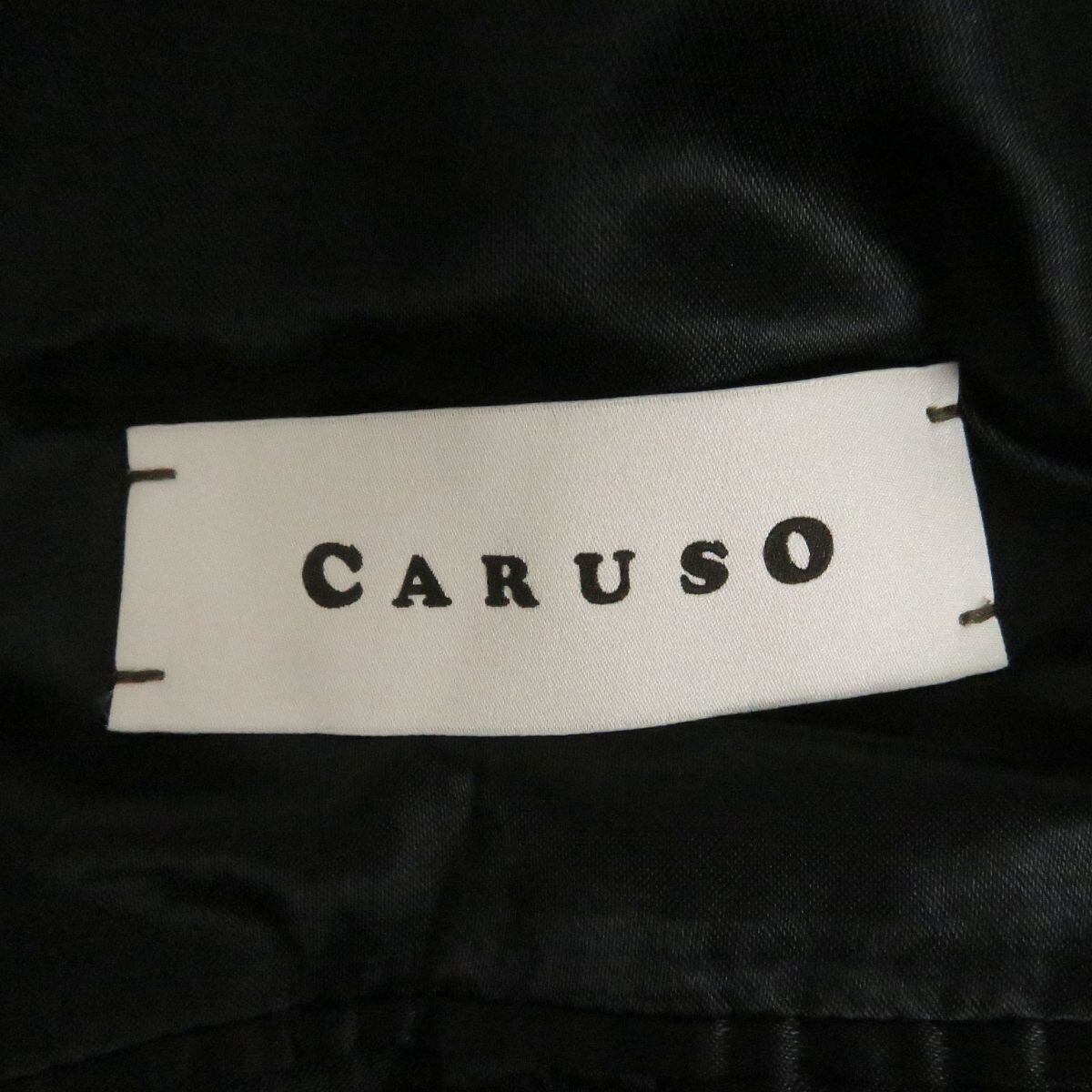 美品 CARUSO カルーゾ グレンチェック柄 チェスターコート ネイビー XL