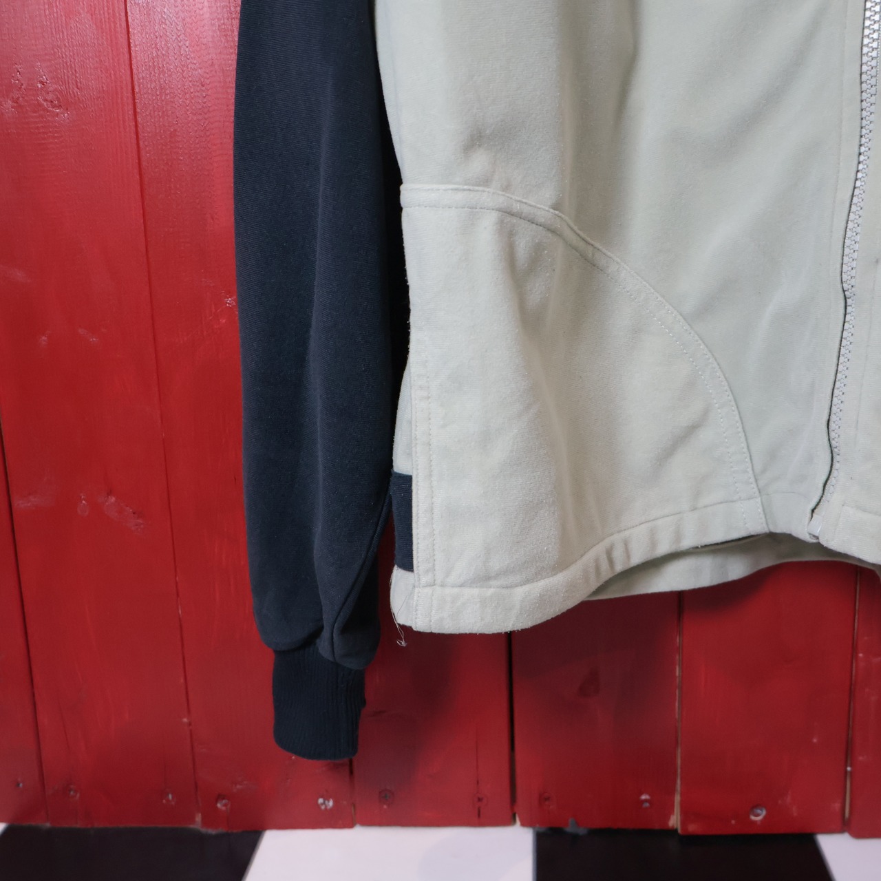 90s adidas ベロアトラックジャケット ラグラン 黒×ベージュ アディダス