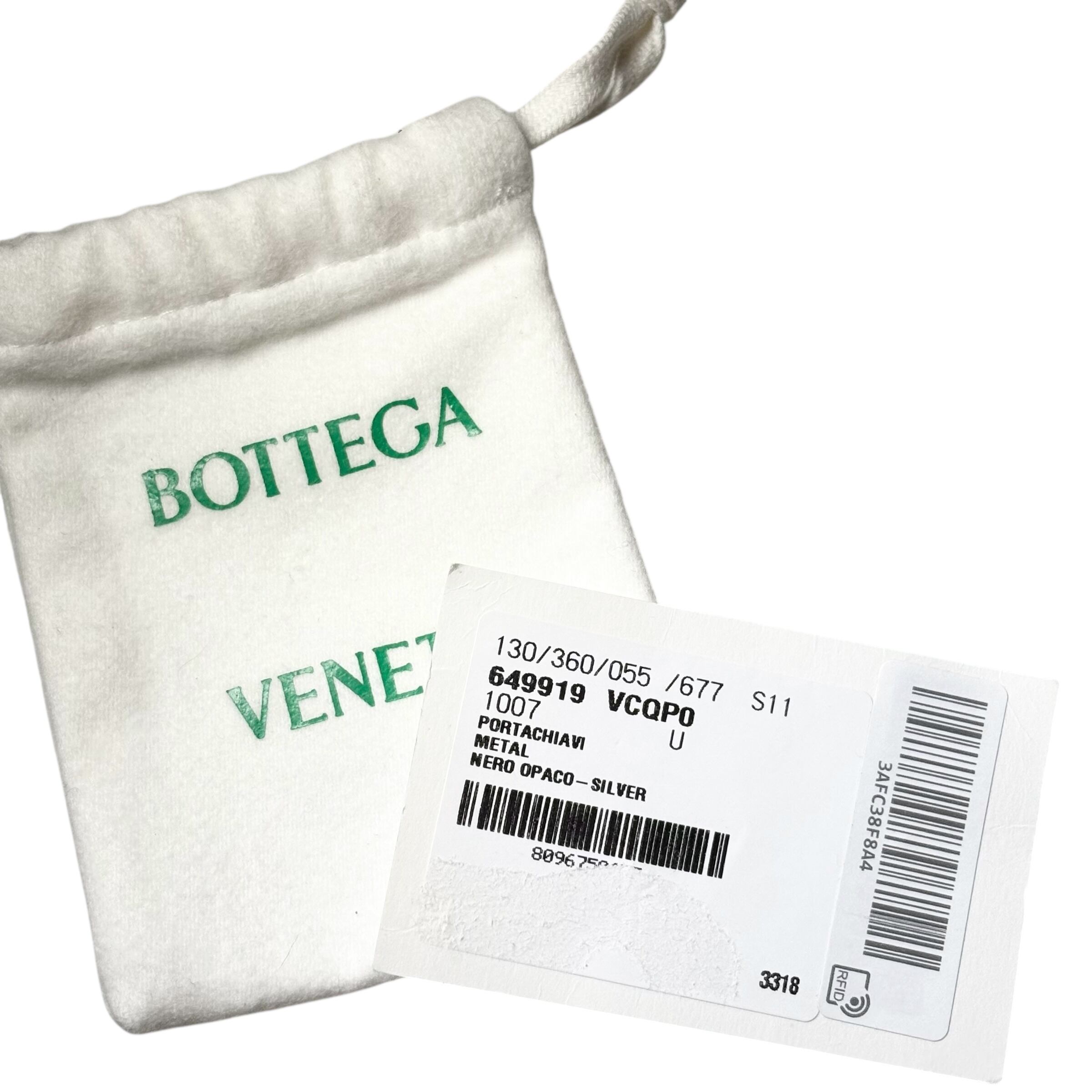 BOTTEGA VENETA black & silver metal key holder | NOIR ONLINE