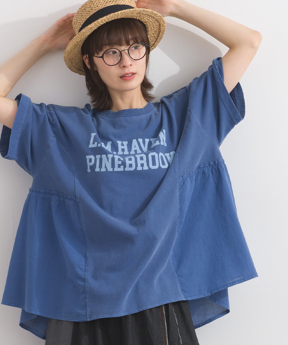K261111 ピグメントリメイク風フリルプルオーバー / Pigment-Dyed