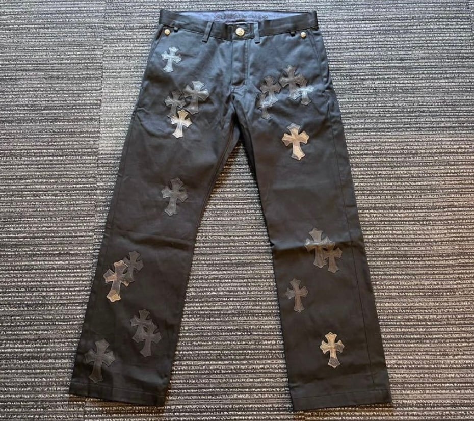 CHROME HEARTS クロムハーツ CHINOS CEM CRPATCH マルチカラークロスパッチカスタム チノパンツ ワーク ブラック