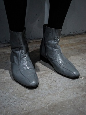 【add (C) vintage】"STACY ADAMS" Gray Coloring Zip Up Leather Boots