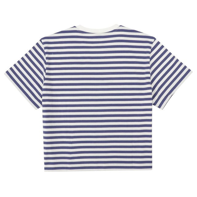 マリメッコ marimekko 091126 845 M ウニッコ ワンポイント ボーダー柄 クルーネック ドロップショルダー 半袖 Tシャツ Mサイズ ブルー×ホワイト レディース ユニセックス Tildra Tasaraita Unikko T-Shirt